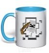 Mug with a colored handle Minecraft skeleton in a cave. sky-blue фото
