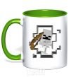 Mug with a colored handle Minecraft skeleton in a cave. kelly-green фото