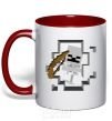 Mug with a colored handle Minecraft skeleton in a cave. red фото