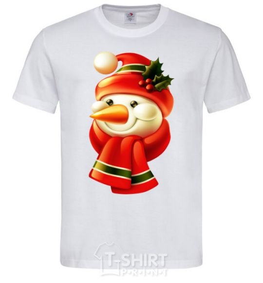 Мужская футболка Снеговик новогодний Белый фото