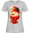 Women's T-shirt New Year's snowman grey фото