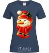 Women's T-shirt New Year's snowman navy-blue фото