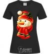 Women's T-shirt New Year's snowman black фото