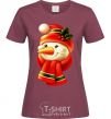 Women's T-shirt New Year's snowman burgundy фото