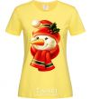 Women's T-shirt New Year's snowman cornsilk фото