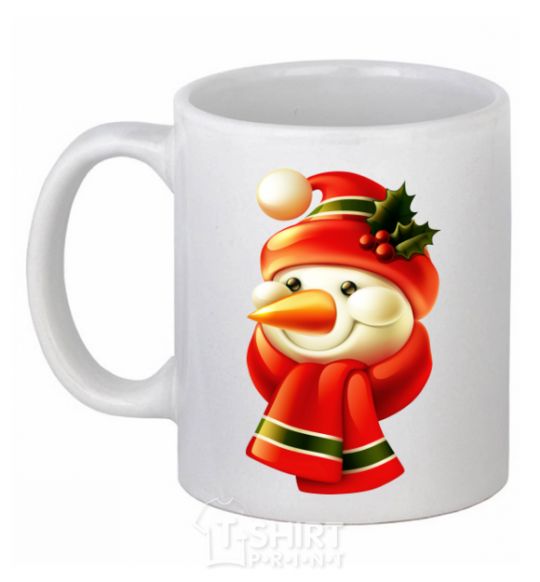 Ceramic mug New Year's snowman White фото