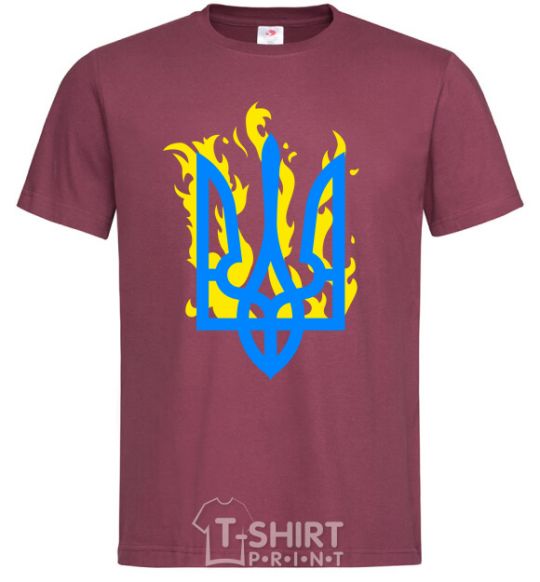 Men's T-Shirt A coat of arms with fire burgundy фото