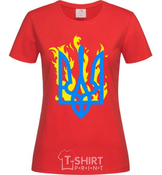 Women's T-shirt A coat of arms with fire red фото