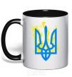 Mug with a colored handle A coat of arms with fire black фото