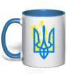 Mug with a colored handle A coat of arms with fire royal-blue фото