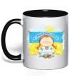 Mug with a colored handle I love my country black фото