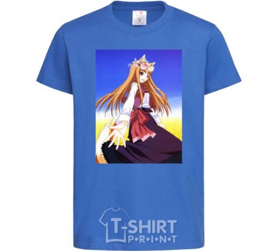 Kids T-shirt The wolf and spice Ukrainian anime royal-blue фото