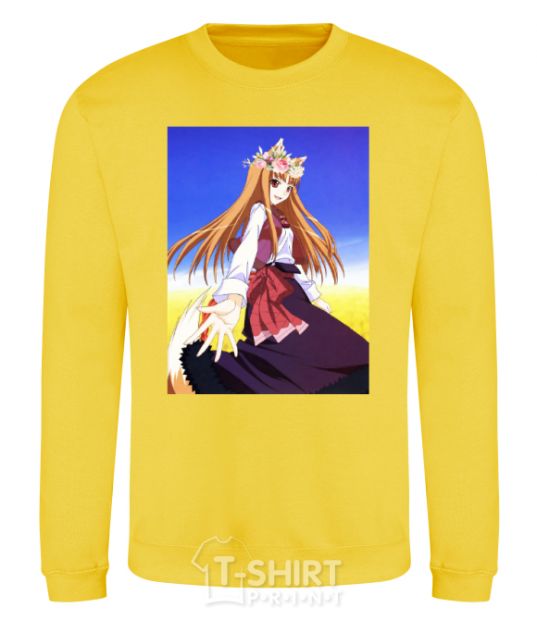 Sweatshirt The wolf and spice Ukrainian anime yellow фото