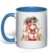 Mug with a colored handle Anime Ukrainian royal-blue фото
