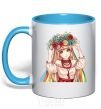 Mug with a colored handle Anime Ukrainian sky-blue фото