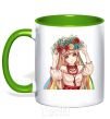 Mug with a colored handle Anime Ukrainian kelly-green фото