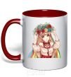 Mug with a colored handle Anime Ukrainian red фото