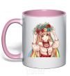 Mug with a colored handle Anime Ukrainian light-pink фото