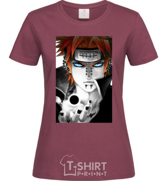 Women's T-shirt Anime Payne Naruto burgundy фото