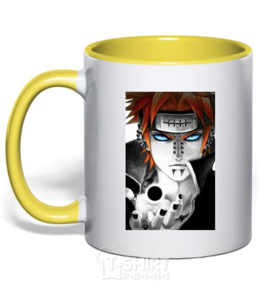 Mug with a colored handle Anime Payne Naruto yellow фото