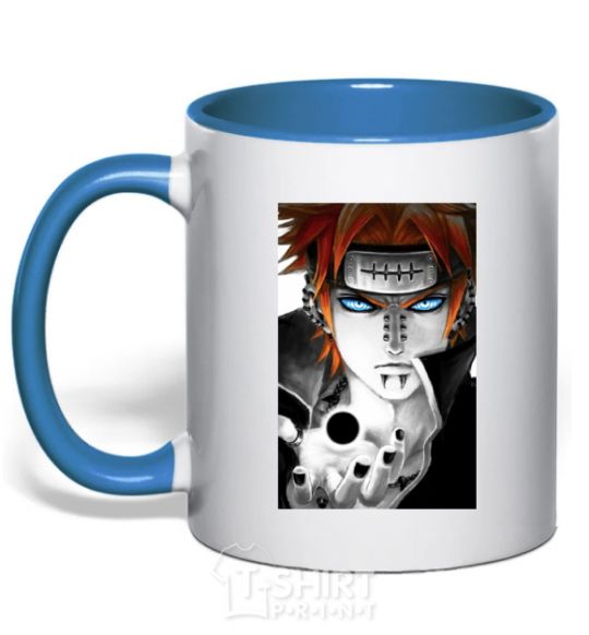 Mug with a colored handle Anime Payne Naruto royal-blue фото