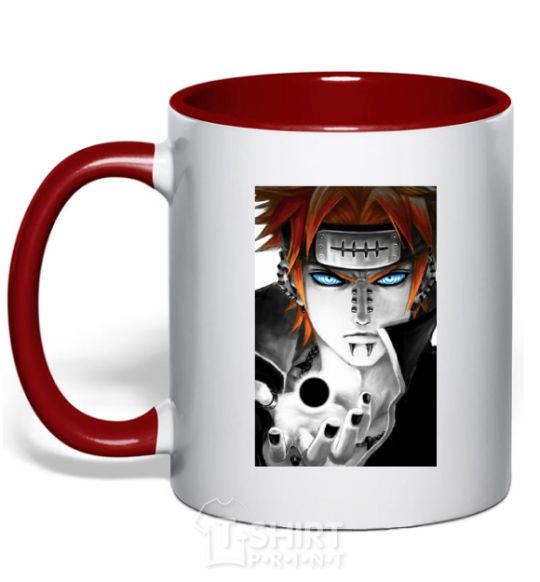Mug with a colored handle Anime Payne Naruto red фото
