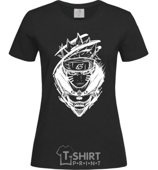 Women's T-shirt Naruto fox silhouette black фото