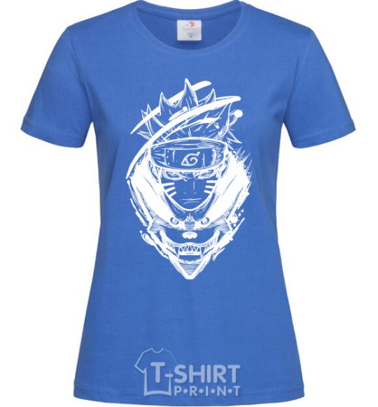 Women's T-shirt Naruto fox silhouette royal-blue фото