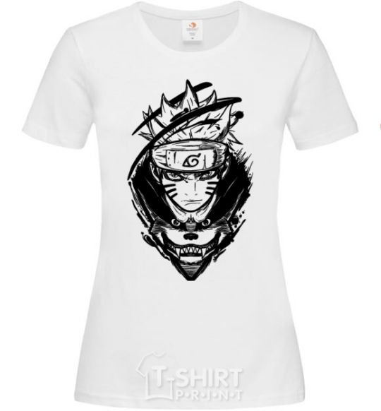 Women's T-shirt Naruto fox silhouette White фото