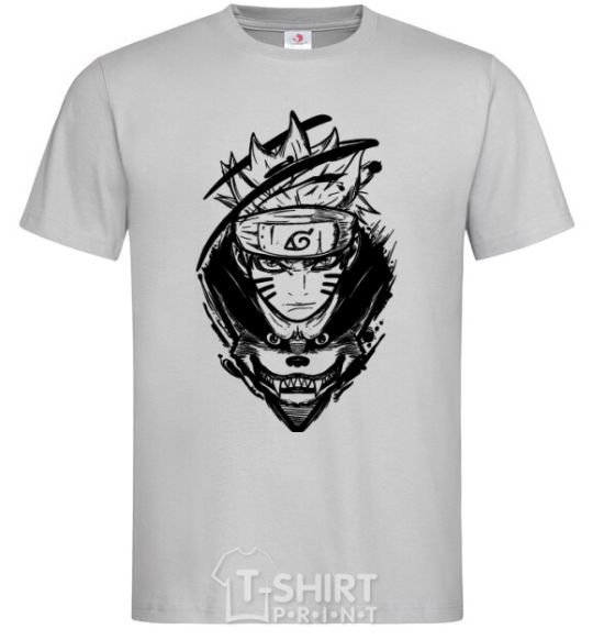 Men's T-Shirt Naruto fox silhouette grey фото