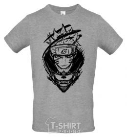Men's T-Shirt Naruto fox silhouette grey фото
