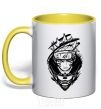 Mug with a colored handle Naruto fox silhouette yellow фото