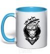 Mug with a colored handle Naruto fox silhouette sky-blue фото