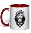 Mug with a colored handle Naruto fox silhouette red фото