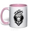 Mug with a colored handle Naruto fox silhouette light-pink фото