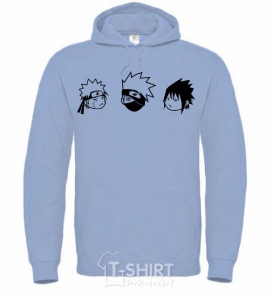 Men`s hoodie Naruto sasuke kakashi sky-blue фото