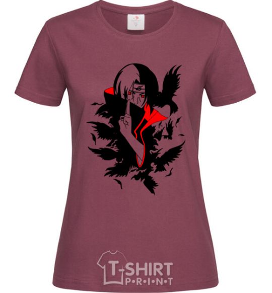 Women's T-shirt Akatsuki Itachi burgundy фото