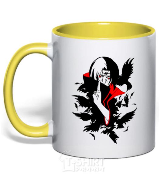 Mug with a colored handle Akatsuki Itachi yellow фото