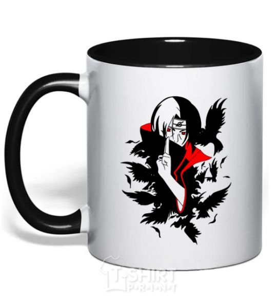 Mug with a colored handle Akatsuki Itachi black фото