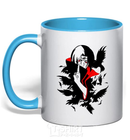 Mug with a colored handle Akatsuki Itachi sky-blue фото