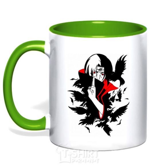 Mug with a colored handle Akatsuki Itachi kelly-green фото