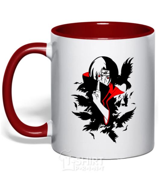 Mug with a colored handle Akatsuki Itachi red фото