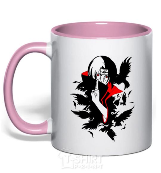 Mug with a colored handle Akatsuki Itachi light-pink фото