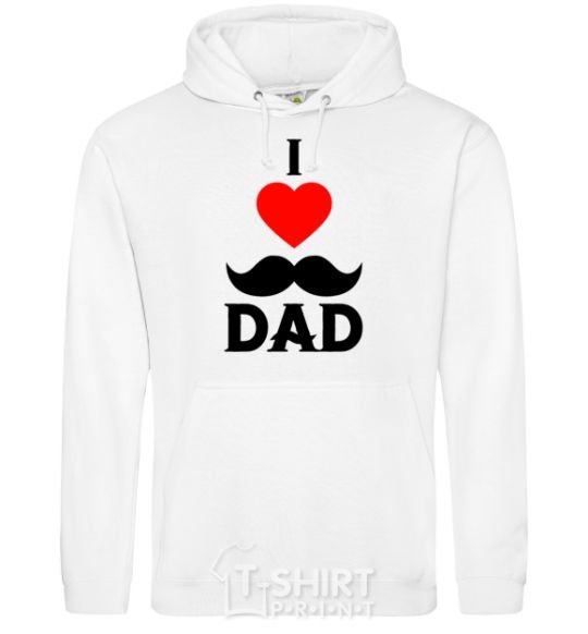 Мужская толстовка (худи) I love dad усы Белый фото