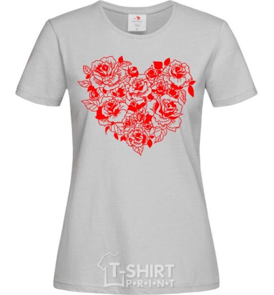 Women's T-shirt Rose heart grey фото