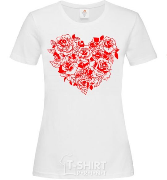 Women's T-shirt Rose heart White фото