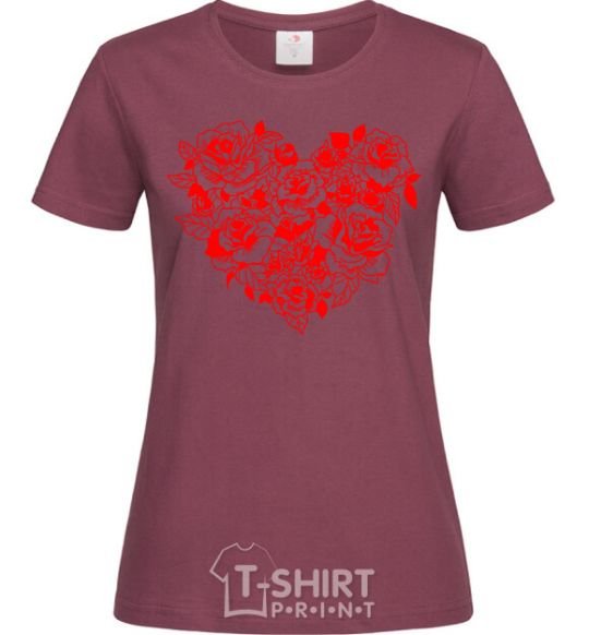 Women's T-shirt Rose heart burgundy фото