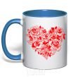 Mug with a colored handle Rose heart royal-blue фото