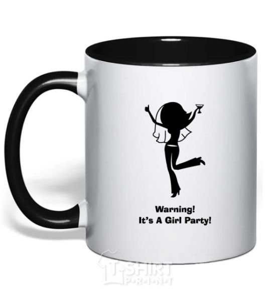 Mug with a colored handle Warning it is a girl party black фото