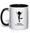 Mug with a colored handle Warning it is a girl party black фото